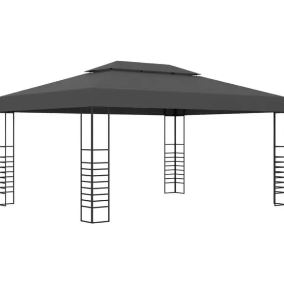 Festtelte & havepavilloner - Living pavillon med LED-lyskæder 3x4 m antracitgrå