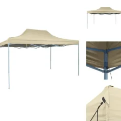 Festtelte & havepavilloner - Living foldbart telt pop-up 3 x 4,5 m cremefarvet