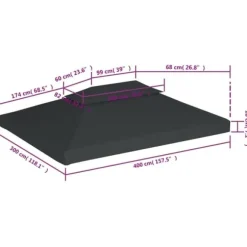 Festtelte & havepavilloner – tage - Living pavillontopdække i 2 lag 310 g/m² 4x3 m antracitgrå