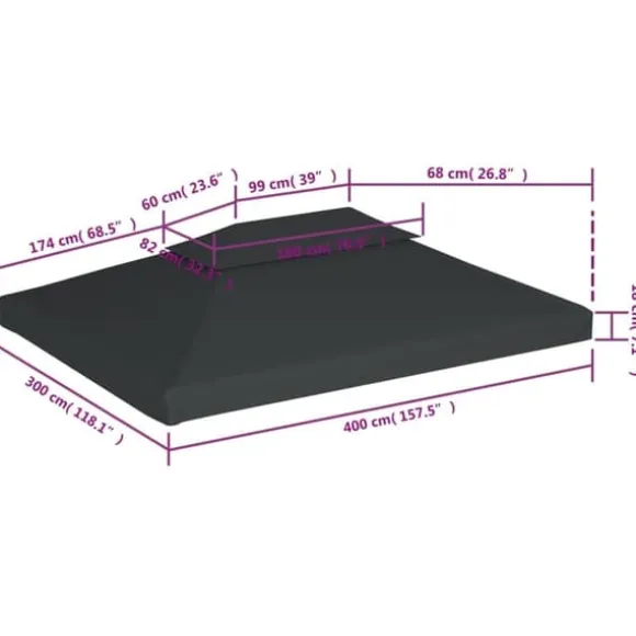 Festtelte & havepavilloner – tage - Living pavillontopdække i 2 lag 310 g/m² 4x3 m antracitgrå