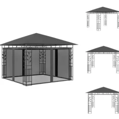 Festtelte & havepavilloner - Living pavillon med myggenet 3x3x,2,73 m 180 g/m² antracitgrå