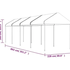 Festtelte & havepavilloner - Living pavillon med tag 8,92x2,28x2,69 m polyethylen hvid