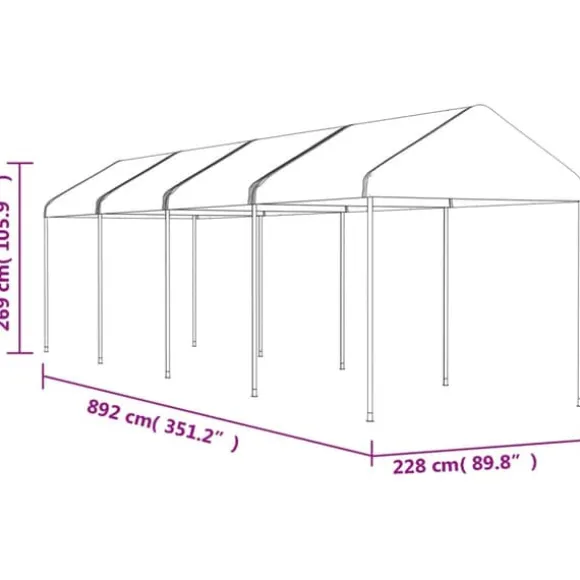 Festtelte & havepavilloner - Living pavillon med tag 8,92x2,28x2,69 m polyethylen hvid