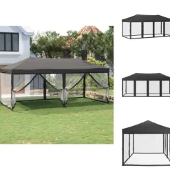 Festtelte & havepavilloner - Living foldbart festtelt med sidevægge 3x6 m antracitgrå