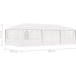 Festtelte & havepavilloner - Living festtelt med sidevægge 4x9 m 90 g/m² hvid
