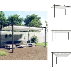 Festtelte & havepavilloner - Living havepavillon med sammenrulleligt tag 4x3 m cremefarvet