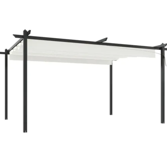 Festtelte & havepavilloner - Living havepavillon med sammenrulleligt tag 4x3 m cremefarvet