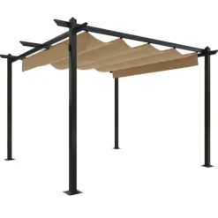 Festtelte & havepavilloner - Living havepavillon med sammenrulleligt tag 3x3 m gråbrun