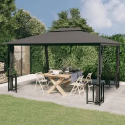 Festtelte & havepavilloner - Living pavillon med sidevægge og dobbelttag 3x4 m antracitgrå