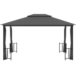 Festtelte & havepavilloner - Living pavillon med sidevægge og dobbelttag 3x4 m antracitgrå