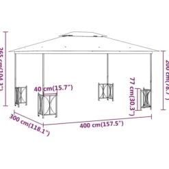 Festtelte & havepavilloner - Living pavillon med sidevægge og dobbelttag 3x4 m antracitgrå