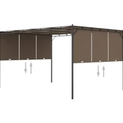 Festtelte & havepavilloner - Living havepavillon med sidegardin 4x3x2,25 m gråbrun