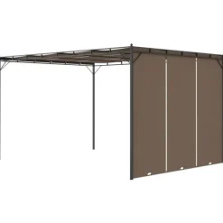 Festtelte & havepavilloner - Living havepavillon med sidegardin 4x3x2,25 m gråbrun