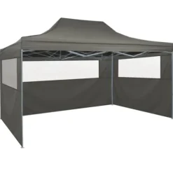 Festtelte & havepavilloner - Living foldbart telt pop-up med 4 sidevægge 3 x 4,5 m antracitgrå