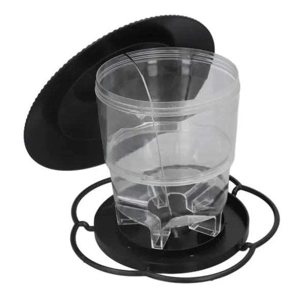 Fågelmatare 1L Slitstark ABS Lätt att fylla Transparent Behållare Bärbar Paviljong Design Hängande Fågelmatare