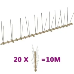 Fågelpiggar - 2-raders set i plast 20 st | Längd: 10 m | Väderbeständiga och effektiva