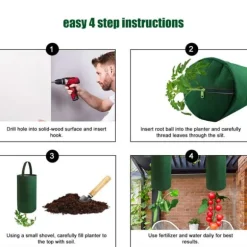 Filt Hængende Tomat Dyrkningspose Omvendt Tomatplanter Multifunktionelle Jordbær Grøntsags Blomst Plante Dyrkningsposer