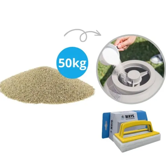 Filtersand til sandfilterpumpe - Comfortpool - Indhold 50 kg (2 x 25 kg) & WAYS skrubbebørste