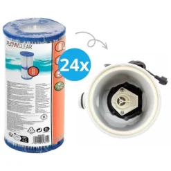 Filtre Type II - Bestway - Velegnet til filterpumpe 58383 - 24 stykker & WAYS skrubbebørste