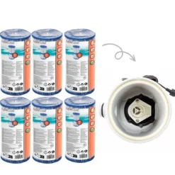 Filtre Type II - Bestway - Velegnet til filterpumpe 58383 - 6 stk & WAYS skrubbebørste