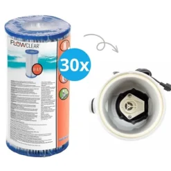 Filtre Type III - Bestway - Velegnet til filterpumpe 58389 - 30 stykker & WAYS skrubbebørste