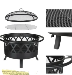 Fire Bowl, 81 cm Diameter, Funkbeskyttende Grillrist