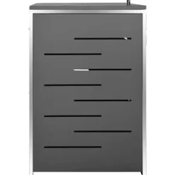 Firedobbelt skraldespandsskjuler i rustfrit stål | Størrelse: 276,5x77,5x112,5 cm