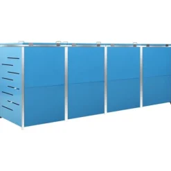 Firedobbelt skraldespandsskjuler i rustfrit stål | Størrelse: 276,5x77,5x112,5 cm