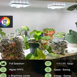 Fire-hovedet LED plantelys til loftmontering med timer og dæmpbar fuldspektrum
