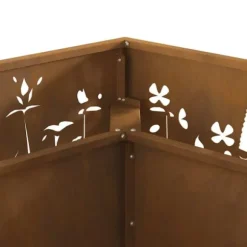 Firkantet bålsted i forvitret stål - Moderne udendørs ildsted | Størrelse: 80 x 80 x 30 cm | Farve: Brun