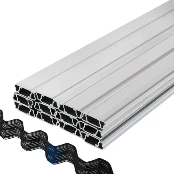 Fjedertråd og låsekanal, 6,56 fod fjederlås & U-kanel til drivhus. 50 pakker PE-belagt fjedertråd og aluminiumsender. Polyfilm og skyggeudstyr.