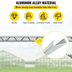 Fjedertråd og låsekanal, 6,56 fod fjederlås & U-kanel til drivhus. 50 pakker PE-belagt fjedertråd og aluminiumsender. Polyfilm og skyggeudstyr.