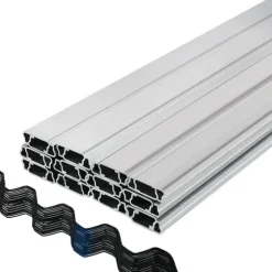 Fjedertråd og låsekanal, 2m fjederlås & U-kanal til drivhus. 30 pakker PE-belagte fjedertråde og aluminiumsprofiler med plastfilm eller skyggefor.