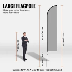 Fjerflagstang Kit 4 Pakker Swooper Flagstang 16,3 Fod med Jordpæle, Holdbar og Letvægts Design