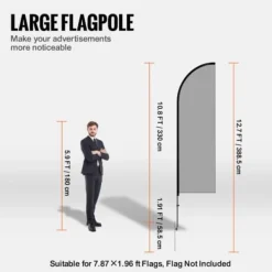 Fjerflagstangssæt, 2 pakker, 330x388,5 cm, udendørs, aluminiumlegering