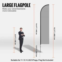 Fjerflagstangssæt, 2 pakker, 440x58,5 cm, udendørs, aluminium