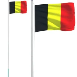 Flag & vimpler - Living Belgien flag og flagstang 6,23 m aluminium