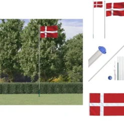 Flag & vimpler - Living Danmark flag og flagstang 6,23 m aluminium