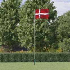 Flag & vimpler - Living Danmark flag og flagstang 5,55 m aluminium