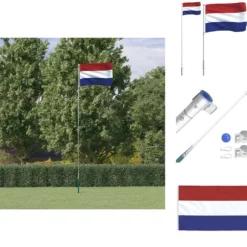 Flag & vimpler - Living Holland flag og flagstang 5,55 m aluminium
