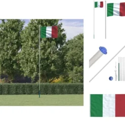 Flag & vimpler - Living Italien flag og flagstang 6,23 m aluminium