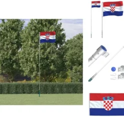 Flag & vimpler - Living Kroatien flag og flagstang 5,55 m aluminium