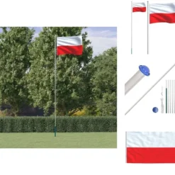 Flag & vimpler - Living Polen flag og flagstang 6,23 m aluminium