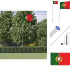 Flag & vimpler - Living Portugal flag og flagstang 6,23 m aluminium