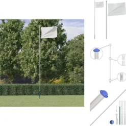 Flag & vimpler - Living sektionsinddelt flagstang 6,23 m aluminium sølvfarvet