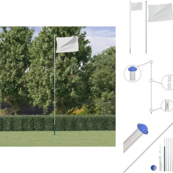 Flag & vimpler - Living sektionsinddelt flagstang 6,23 m aluminium sølvfarvet
