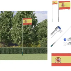 Flag & vimpler - Living Spanien flag og flagstang 5,55 m aluminium
