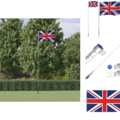Flag & vimpler - Living Storbritannien flag og flagstang 5,55 m aluminium