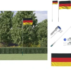 Flag & vimpler - Living Tyskland flag og flagstang 5,55 m aluminium