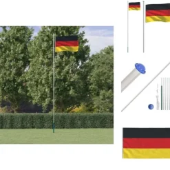 Flag & vimpler - Living Tyskland flag og flagstang 6,23 m aluminium